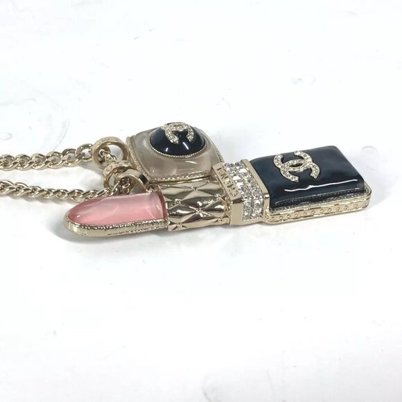 CHANEL 22C CC CC Mark Rhinestone Lipstick Long Necklace Chain Necklace Unused - Picture 6 of 12